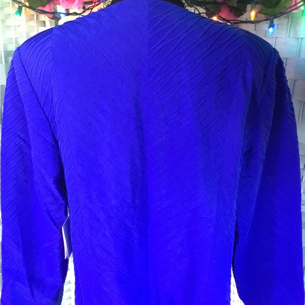 Vtg Sully Bonnelly Blue & Black Silk Dress Jacket Vintage Blazer 18 W 18W New - Picture 9 of 14